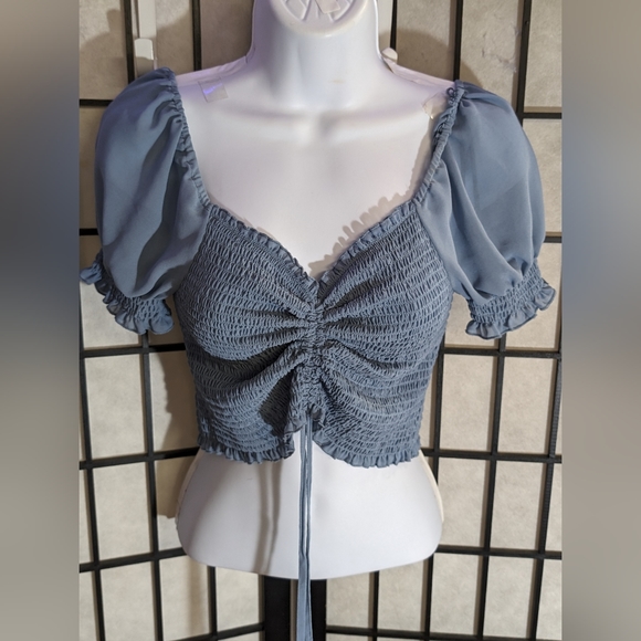Papaya Ruched Drawstring Crop Top. L - Picture 1 of 6